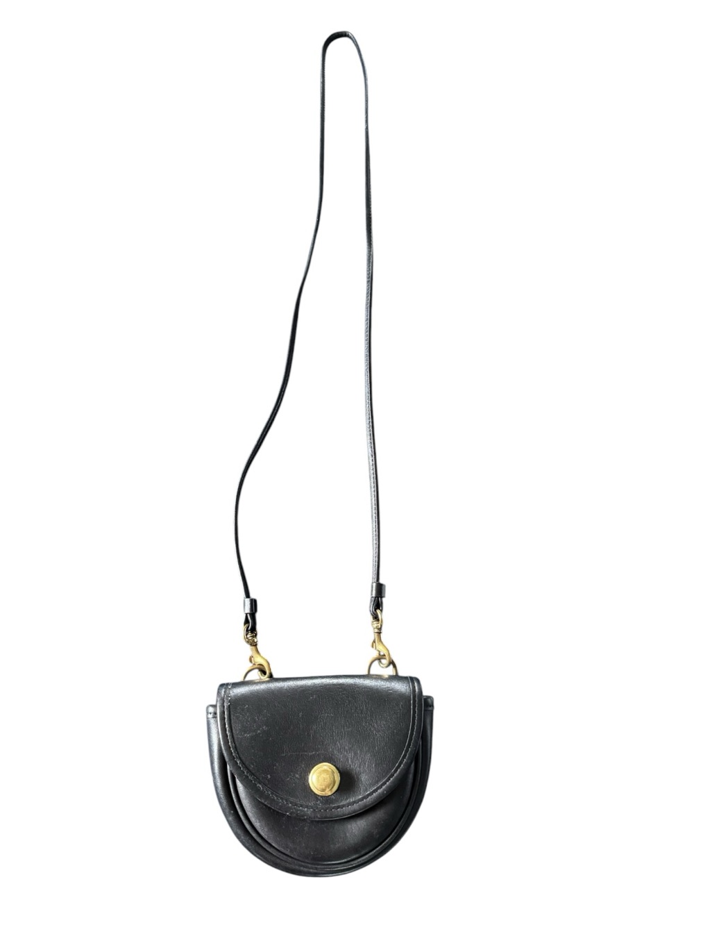 Vintage Coach Black Leather Mini Crossbody Bag & Wallet Set